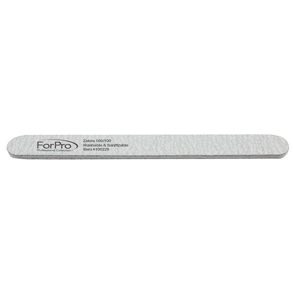 ForPro Professional Collection ForPro Zebra Foam Board, 80/80 Grit, Double-Sided Manicure Nail File, 7 inches L x .75 inches W, Black, 50 Count