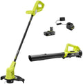 RYOBI 18V ONE+ 10-inch Cordless Battery String Trimmer and Blower with 2.0 Ah Battery and Charger