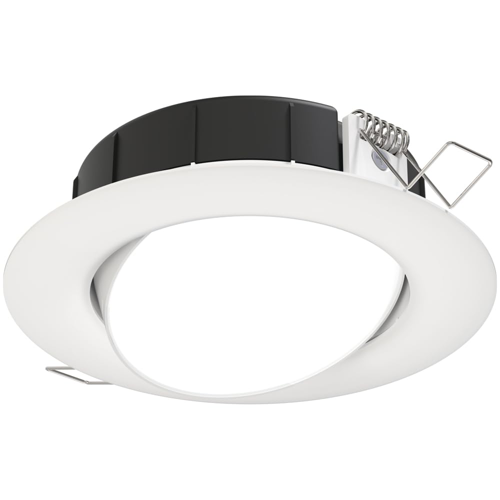 Juno LED Shower Light, Adjustable 4 Inch Wafer Downlight, Switchable Color Temperature 2700K/3000K/3500K/4000K/5000K, 90+ CRI, Matte White, 4-Inch