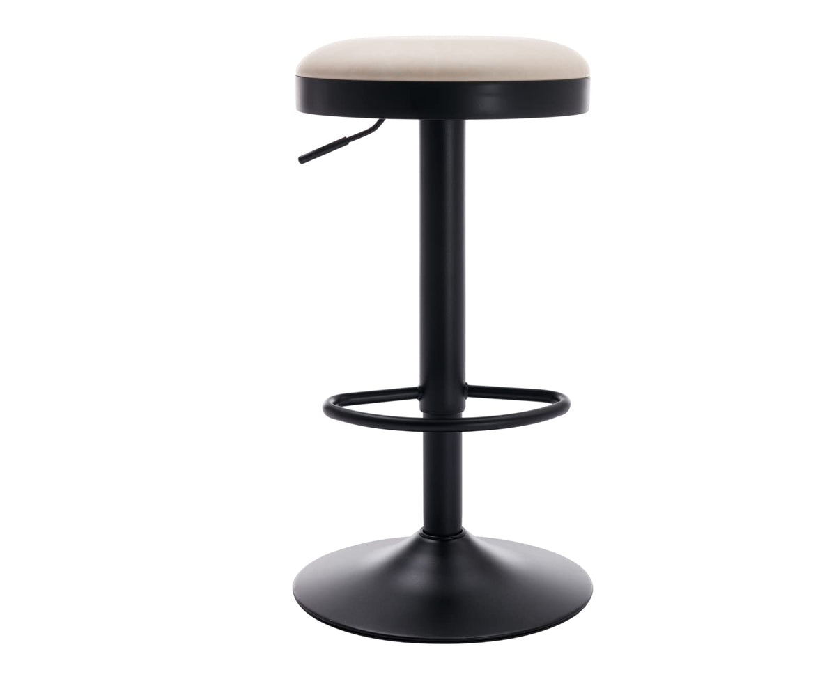 EALSON Modern Swivel Bar Stool Adjustable Counter Height Backless Barstools with Metal Base Leather Upholstered Round Bar Stool Chairs for Kitchen Island/Pub/Breakfast Bar, Beige 1PC