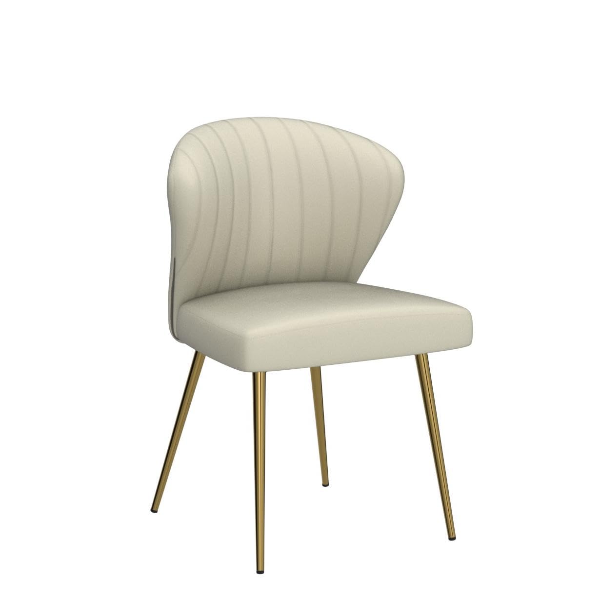 HULALA HOME Velvet Dining Chairs, Modern Small Armless Accent Chair with Gold Metal Legs, Living Room Upholstered Cute Side Chair, Elegant Tufted Back Vanity Chair for Bedroom, Auburn