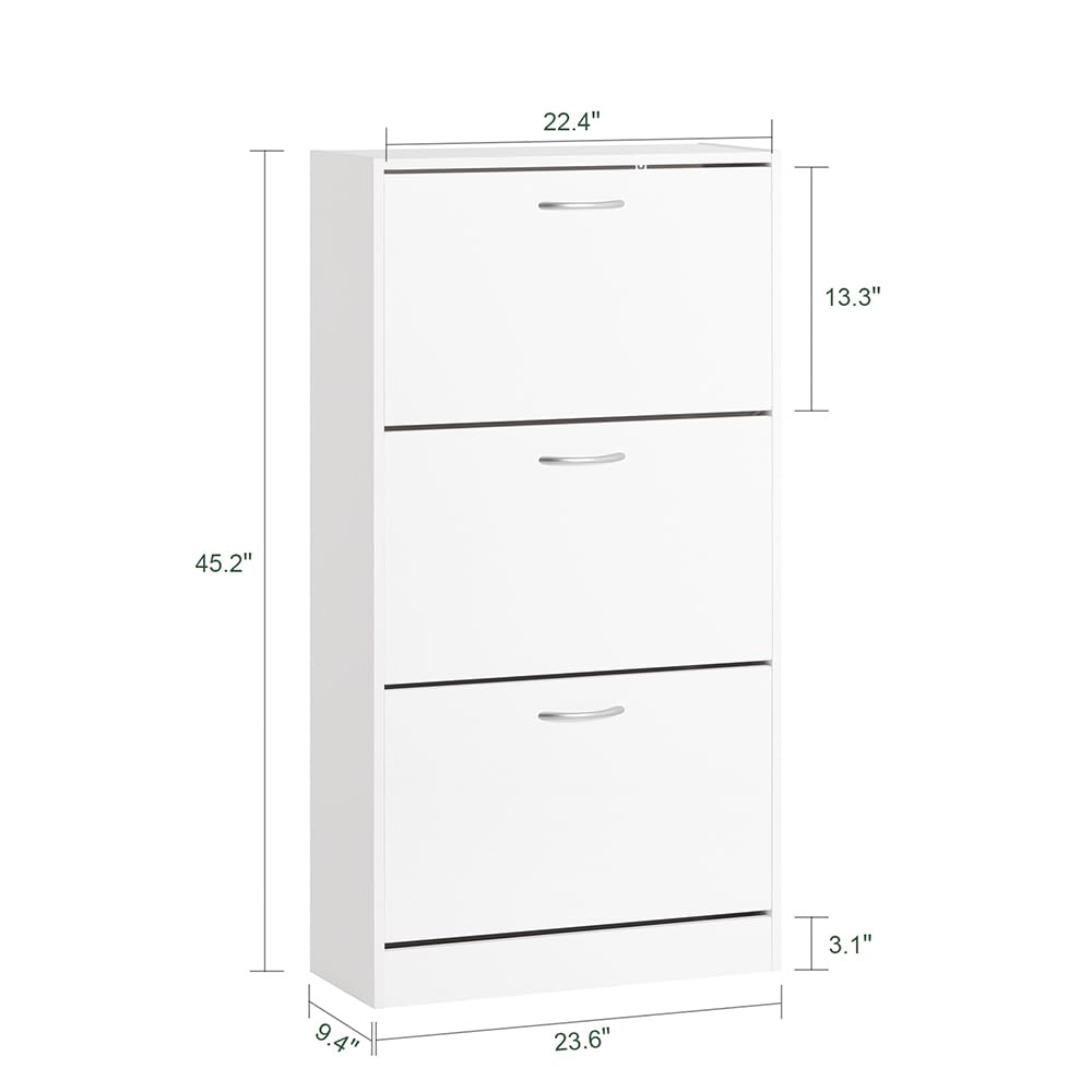 Haotian Shoe Cabinet Storage for Entryway, Narrow Shoe Cabinet with Two Flip Drawers to Save Space, Shoe Rack Cabinet for Front Door Entrance Hallway (Black)