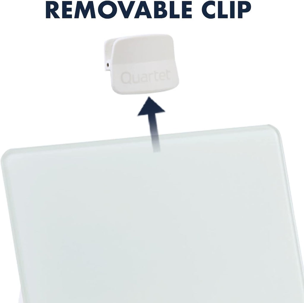 Quartet Dry Erase White Board 9"W x 11"H Desktop Glass Pad with Removable Clip and Marker, White (GDE119)