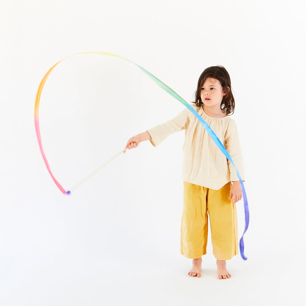 Sarah's Silks Streamer - Ribbon Wand for Kids, Pretend Play, Dance, Baton Stick Twirling, and Gymnastics Party Favors | 100% Silk and Wood Montessori and Waldorf Toys