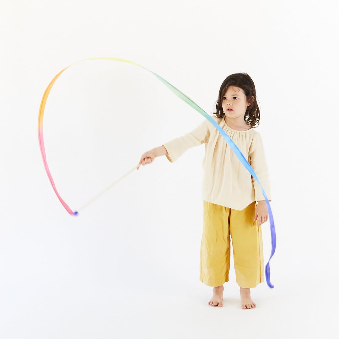 Sarah's Silks Streamer - Ribbon Wand for Kids, Pretend Play, Dance, Baton Stick Twirling, and Gymnastics Party Favors | 100% Silk and Wood Montessori and Waldorf Toys