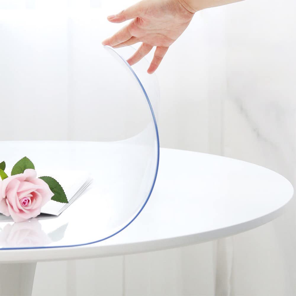 8X48 Inch Clear PVC Table Cover 1.5mm Thick Crystal Table Topper Protector Rectangular Vinyl Plastic Desk Pad Transparent Tablecloth for Side End Table Night Stand Dresser