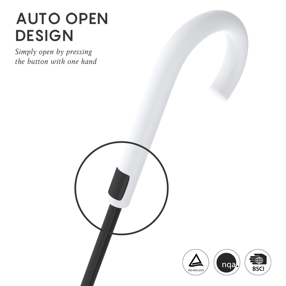 RUMBRELLA UV Stick Umbrella Auto Open UPF 50+ with J Hook Handle 51IN