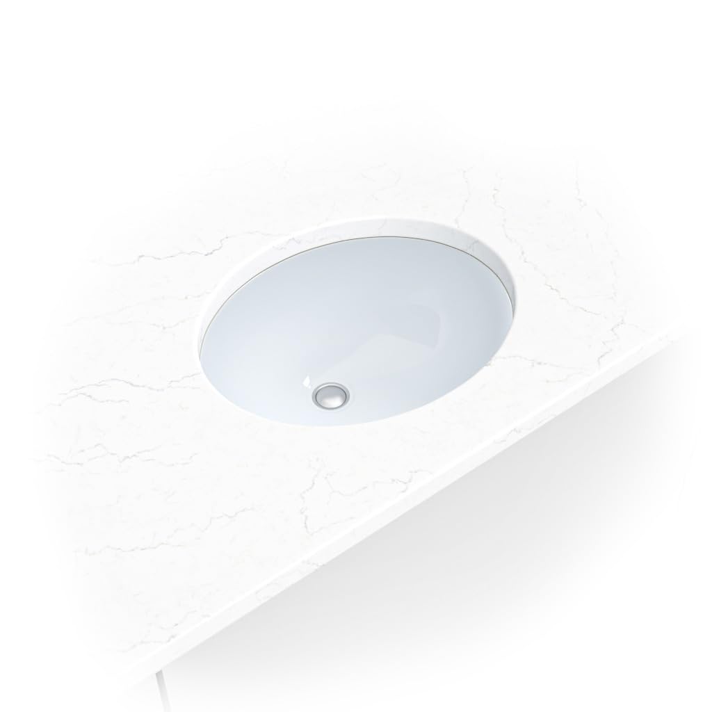 MSI 17.0” (L) x 14.125” (W) x 7.75” (H) Oval Porcelain Ceramic Undermount Bathroom Vanity Vessel Sink, White