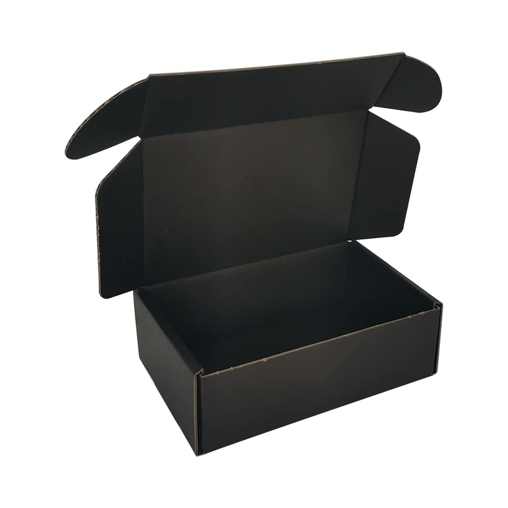 4x4x1'' Small Shipping Boxes 25 Pack, Corrugated Cardboard Mailers for Business, Black (CM441B25)