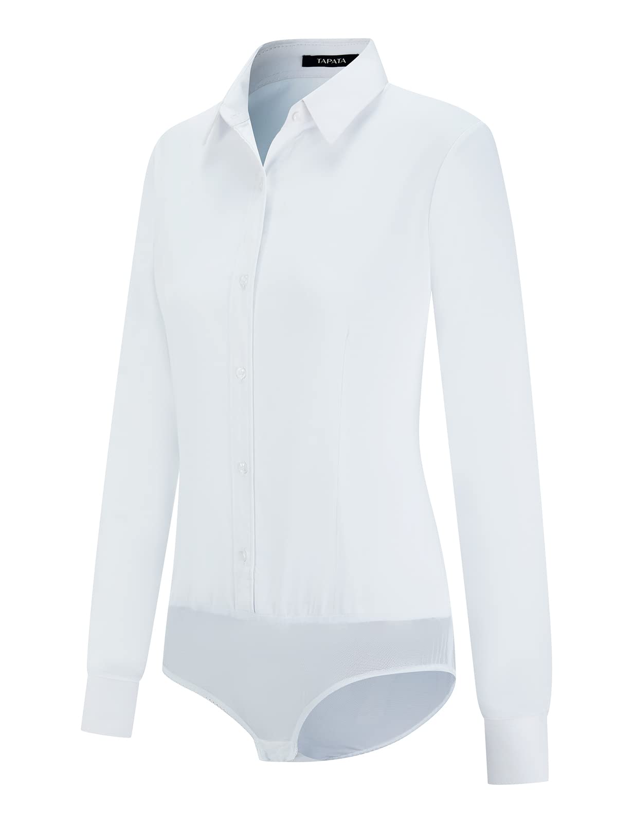 Tapata Womens Bodysuit Blouse Button Down One-Piece Long Sleeve Solid Office Work Shirt Casual Tops