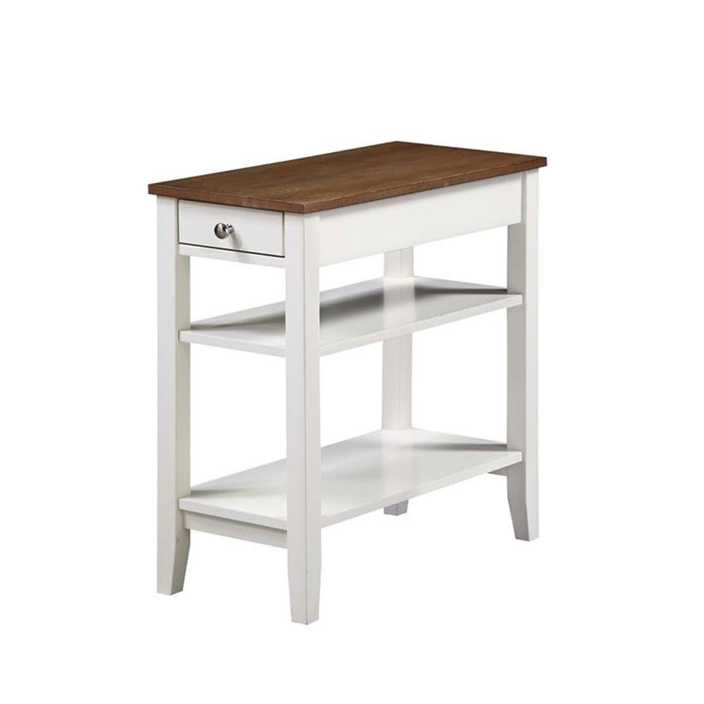 Convenience Concepts American Heritage Chairside End Table with Drawer 23.5" - Classic Living Room Table with Storage Shelf, Bedroom Nightstand, Black