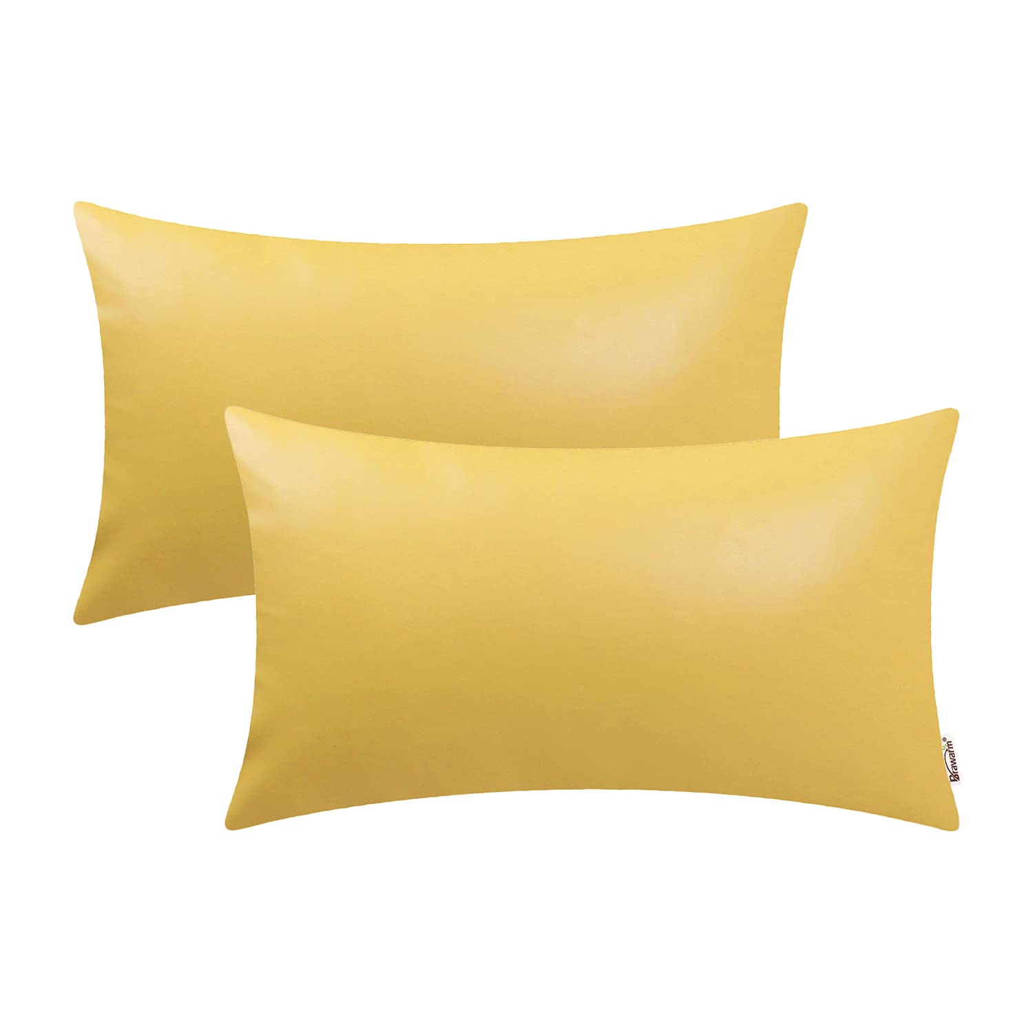 BRAWARM Faux Leather Throw Pillow Covers 16 X 16 Inches - Black Leather Pilow Covers Pack of 2, Solid Dyed Leather Pillowcases for Couch Bed Sofa Garden Home Decorative