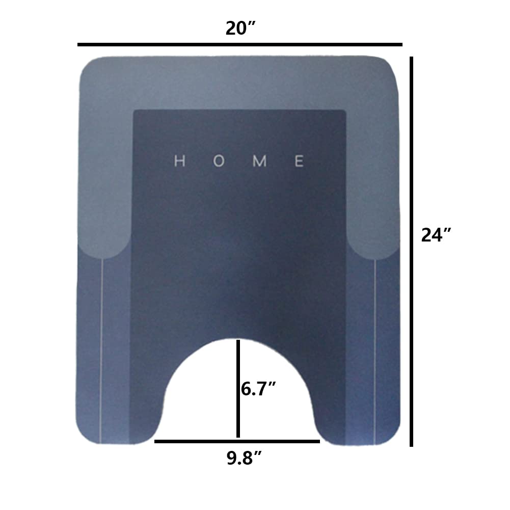HelloTree 2Pcs Ultra Soft Napa Skin Bath Mat and U-Shaped Toilet Rug, Water Absorbent and Non Slip Shower Bath Rug for Bathroom, Tub and Shower - 20"x32"+20"x24", Blue