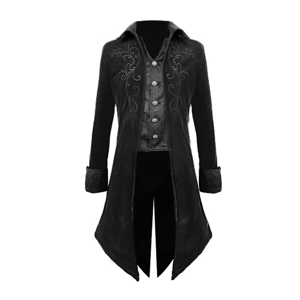 Crubelon Mens Steampunk Tailcoat Jacket Gothic Medieval Victorian Frock Coat