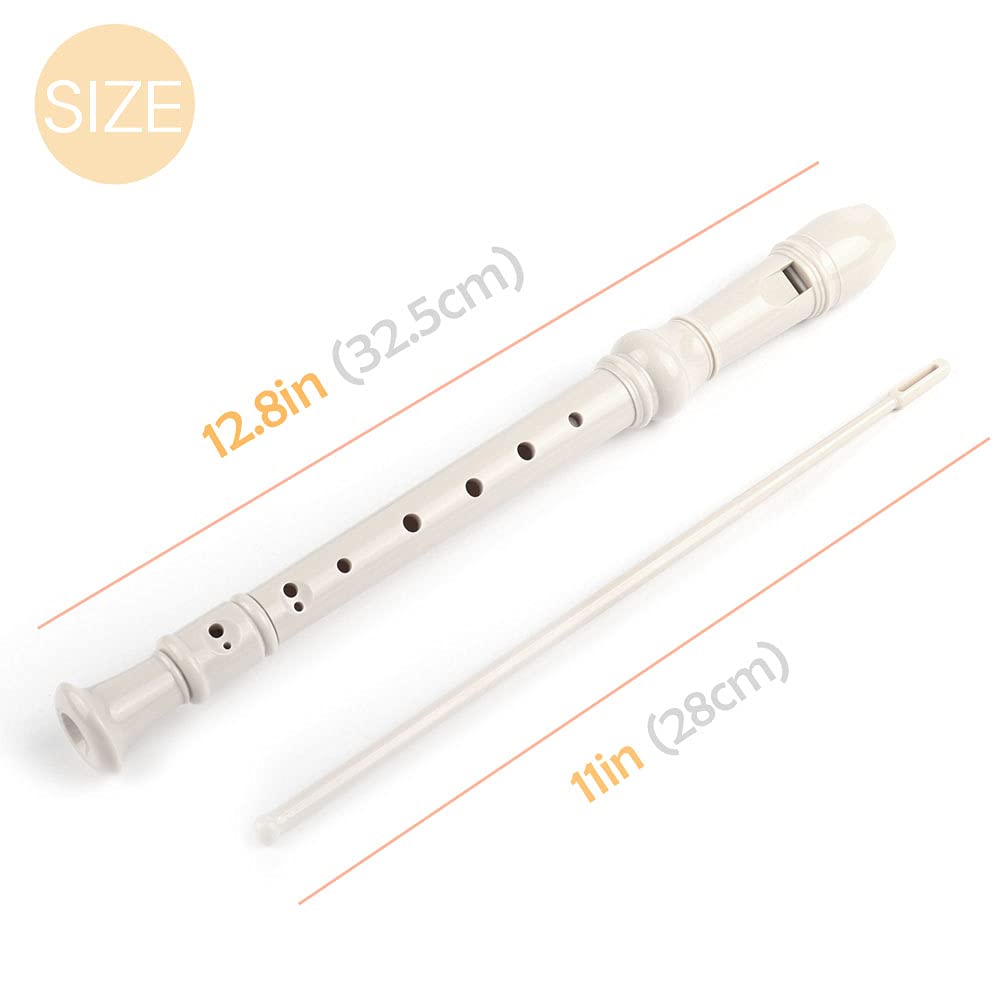 Mr.Power Maple Wooden Soprano Recorder, C Key German Style Fingering 8 Holes 2 Piece School-Approved Musical Instrument Pupil Student Educational (Wood Color)