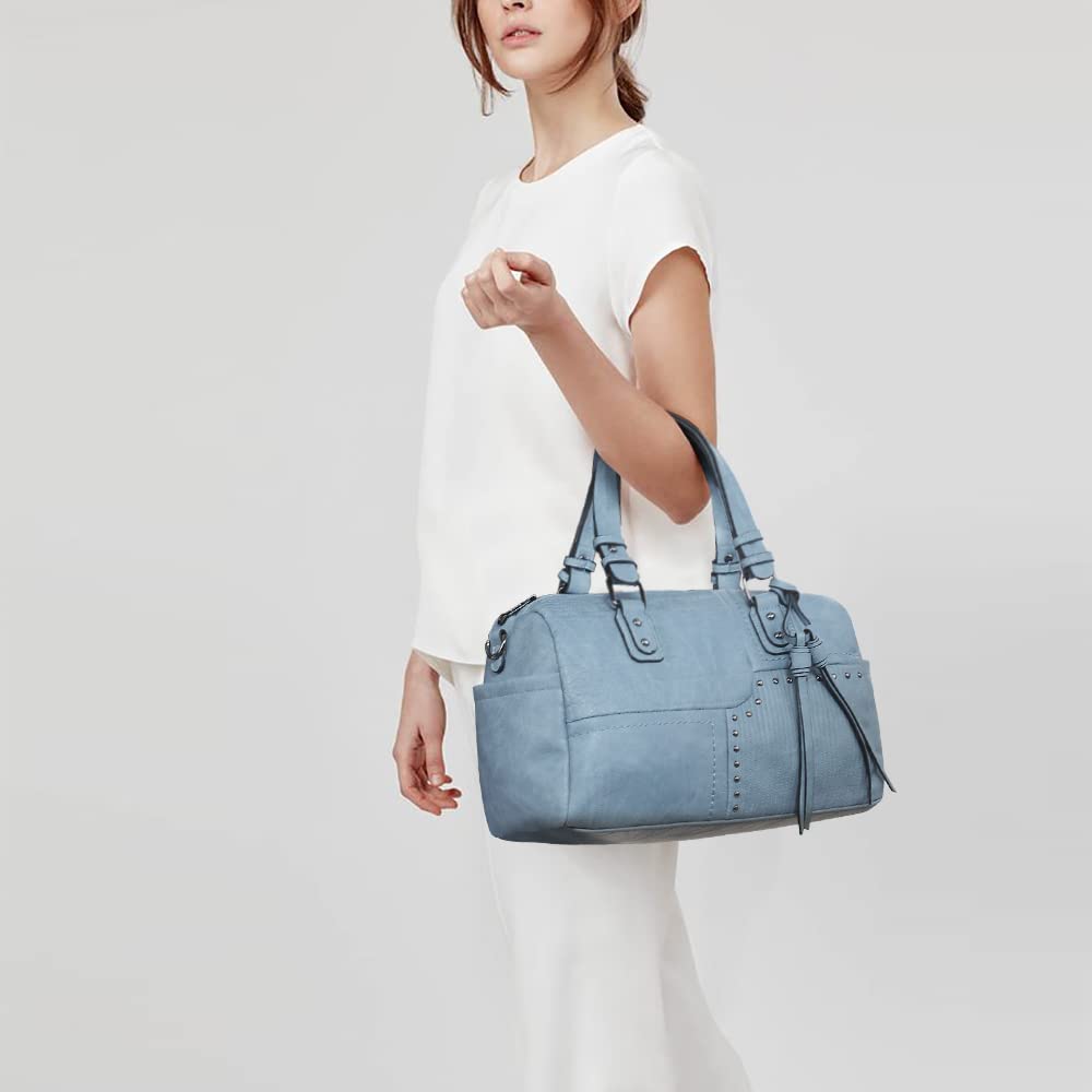 Dasein Women Soft Vegan Leather Barrel Bags Large Hobo Top Handle Work Totes Satchel Handbags Shoulder Purse