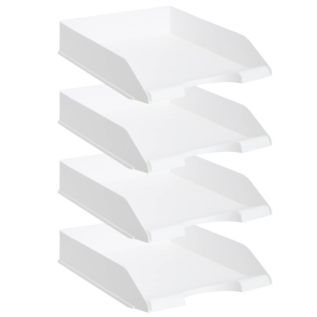 Stockroom Plus Letter Tray - Stackable Desk Organizer Trays - Desktop File Organizer - Mail & Document Storage - Pack of 4, Black, 10 x 13.5 x 2.5 in