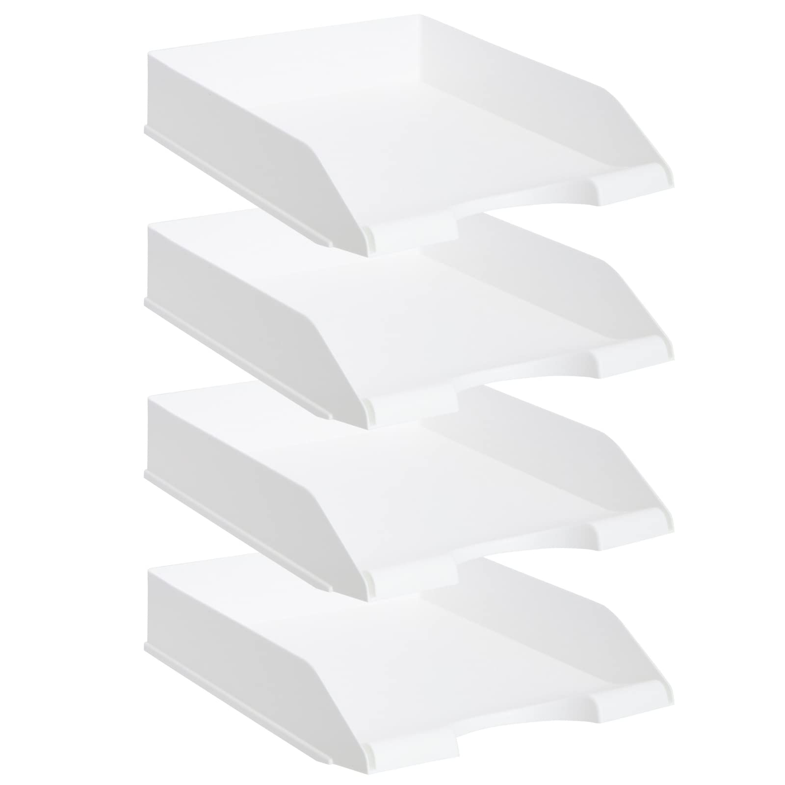 Stockroom Plus Letter Tray - Stackable Desk Organizer Trays - Desktop File Organizer - Mail & Document Storage - Pack of 4, Black, 10 x 13.5 x 2.5 in