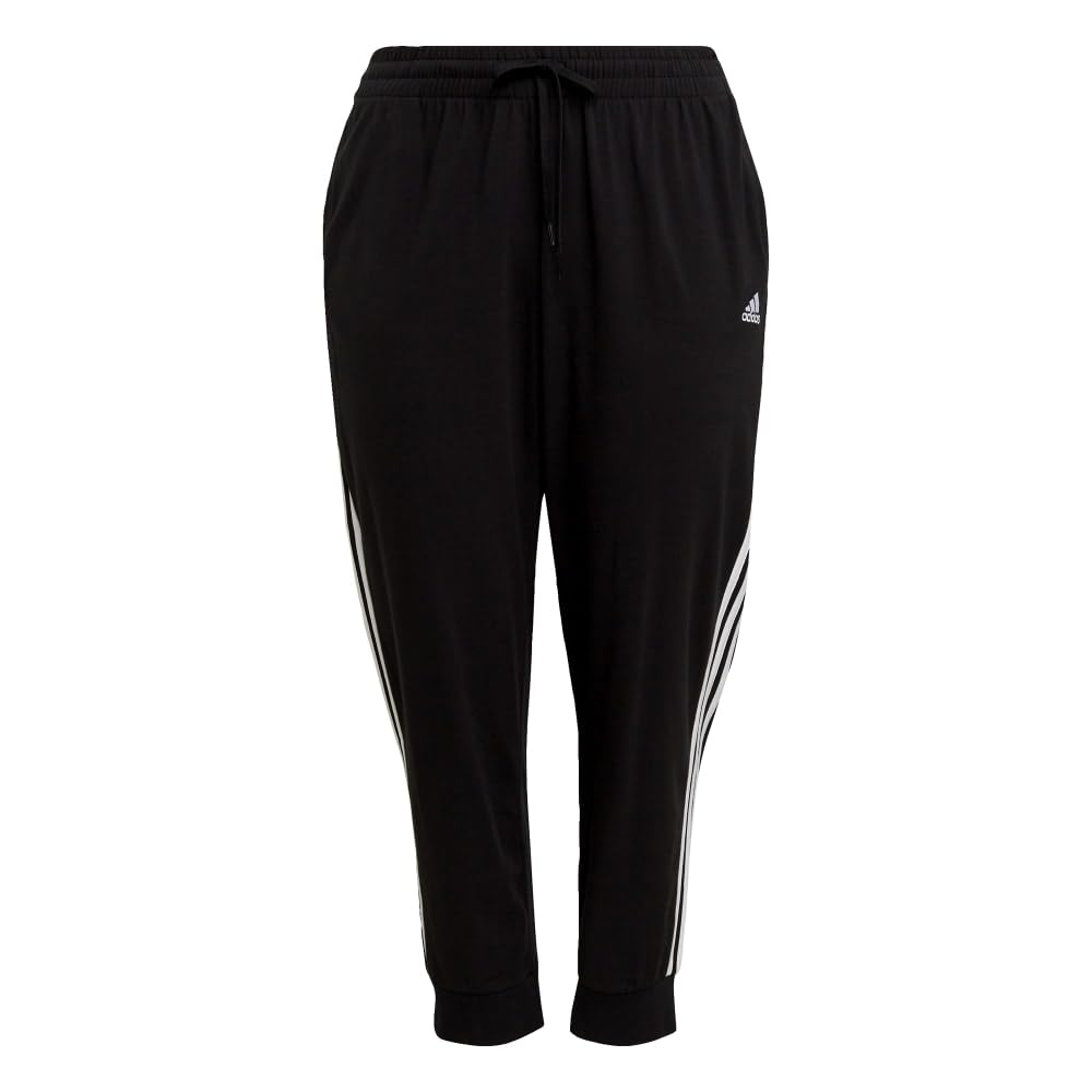 adidas Womens 3-Stripes Drawstring Sweatpants Training Casual - Black