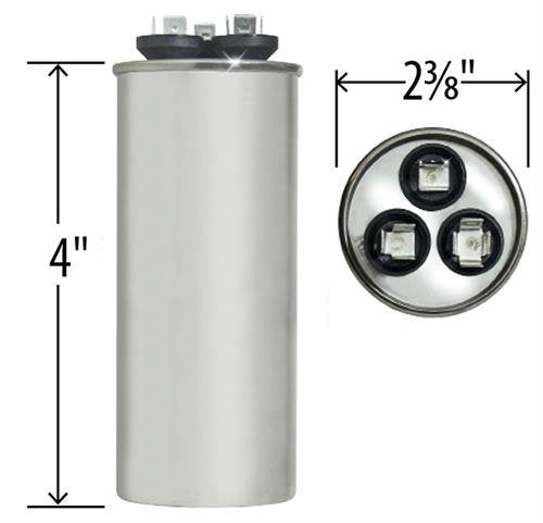 45+5 MFD 45/5 uf 370 or 440 Volt Dual Run Round Capacitor PW-45/5/R for Condenser Straight Cool or Heat Pump Air Conditioner - Guaranteed to Last 5 Years