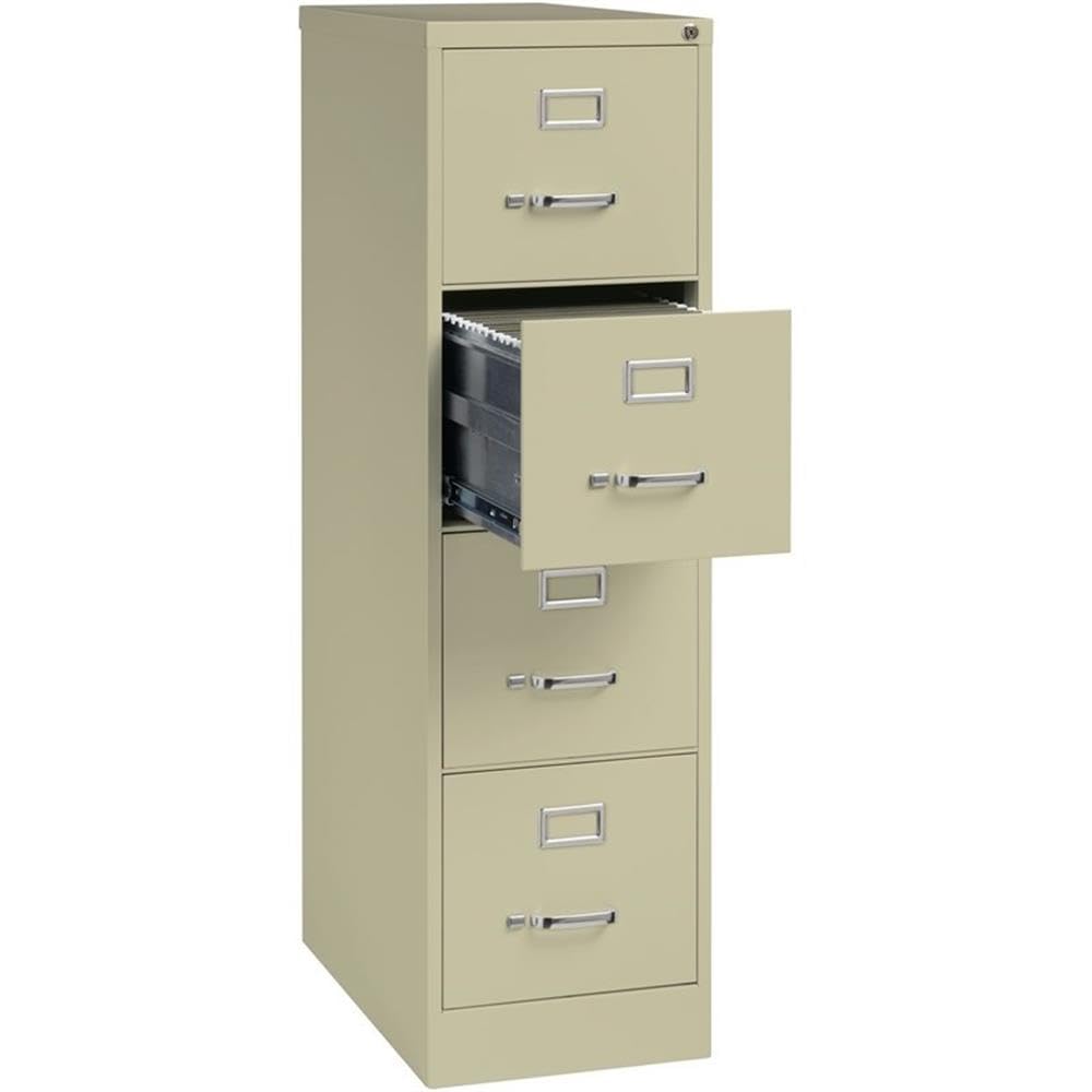 Pemberly Row 4 Drawers 52" Vertical Beige Metal Filing Cabinet Lockable Pre-Assembled Stationary Letter Size for Home, Office