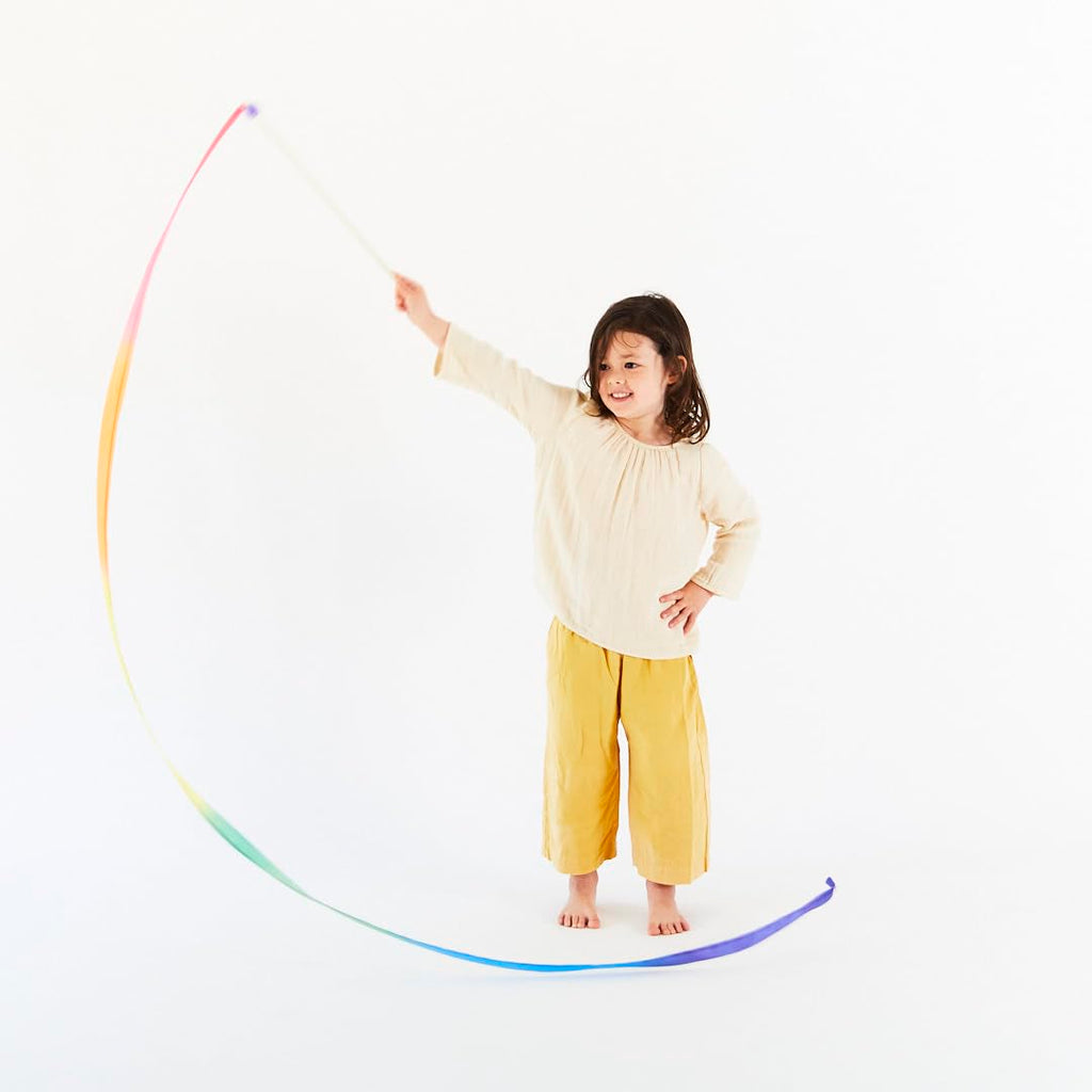 Sarah's Silks Streamer - Ribbon Wand for Kids, Pretend Play, Dance, Baton Stick Twirling, and Gymnastics Party Favors | 100% Silk and Wood Montessori and Waldorf Toys