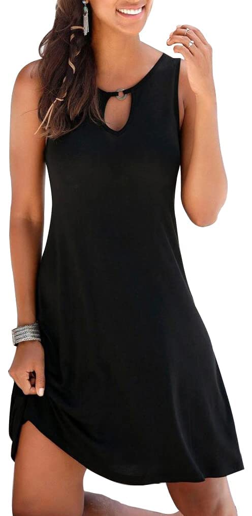 ETCYY NEW Summer Dresses for Women Trendy Boho Floral Print Sundresses Sleeveless Beach Cover Up Dress with Pockets