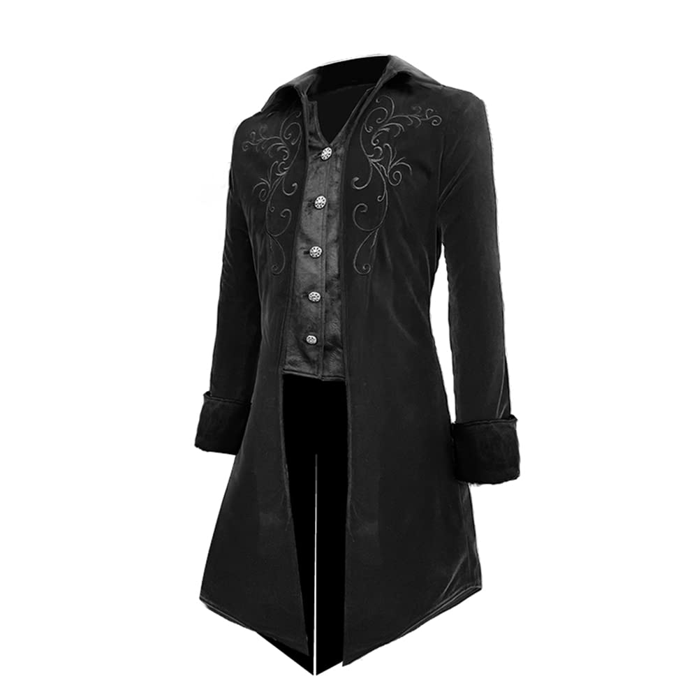 Crubelon Mens Steampunk Tailcoat Jacket Gothic Medieval Victorian Frock Coat