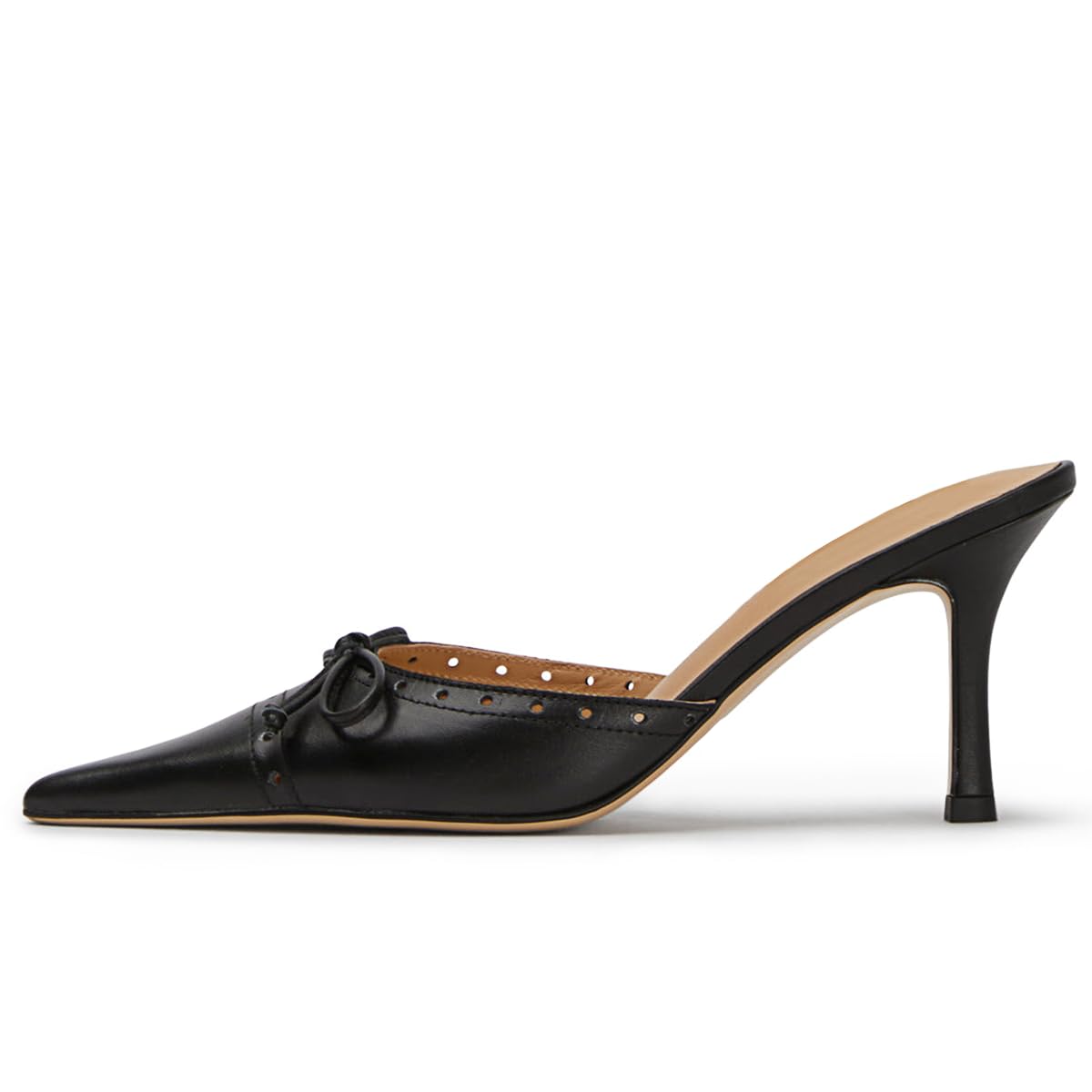 Kitten Heels for Women Closed Toe Heels Vintage Heeled Mules Sexy Pointy Studded Slip on Stiletto Dressy Pumps