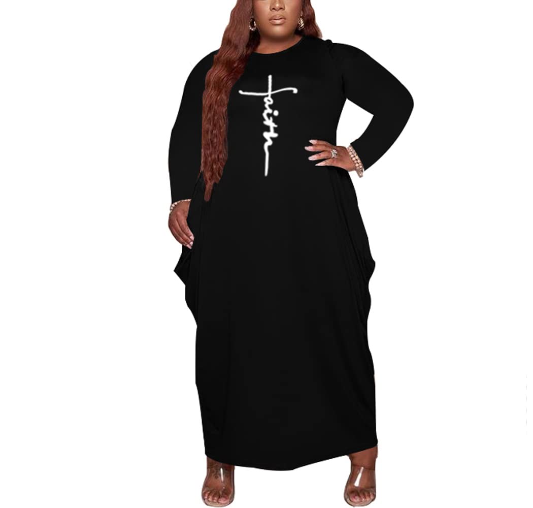 Tycorwd Women's Plus Size Casual Maxi Dresses Short Sleeve Loose Beach Dress Sundress with Pockets