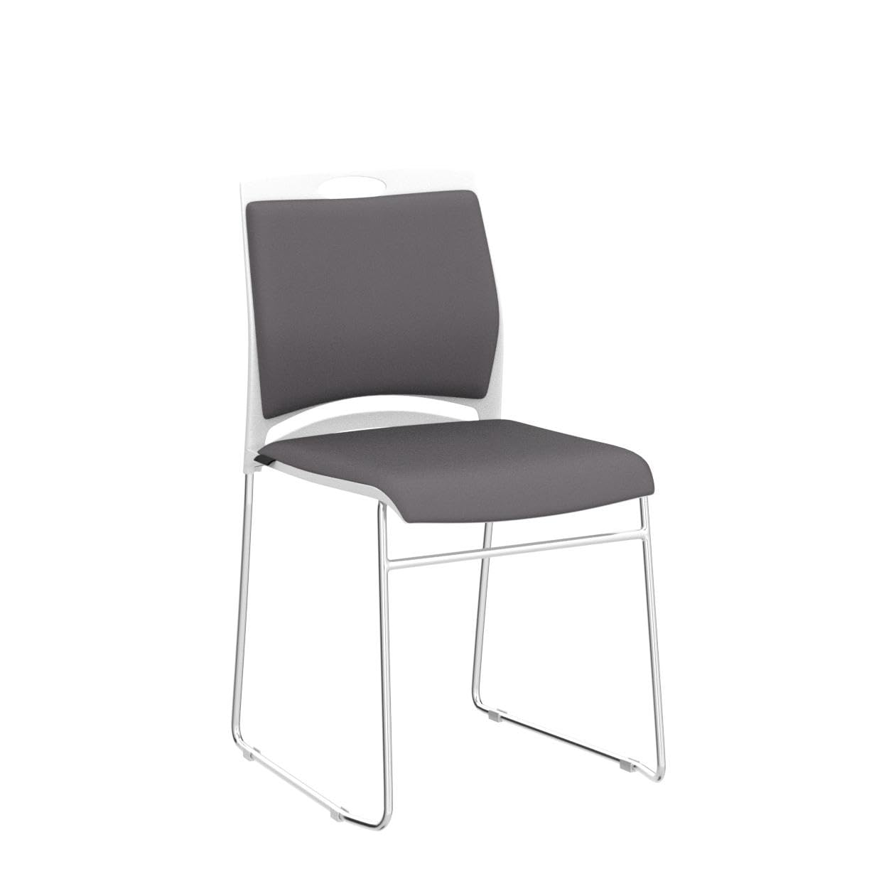 4 Pack Stacking Chairs 1102LB Capacity Home Office Guest Chair Set With Sled Base, Modern Reception Chair for Kitchen, Waiting Room, Multi-Purpose, Break Room, Training, Cafeteria, Gray Color