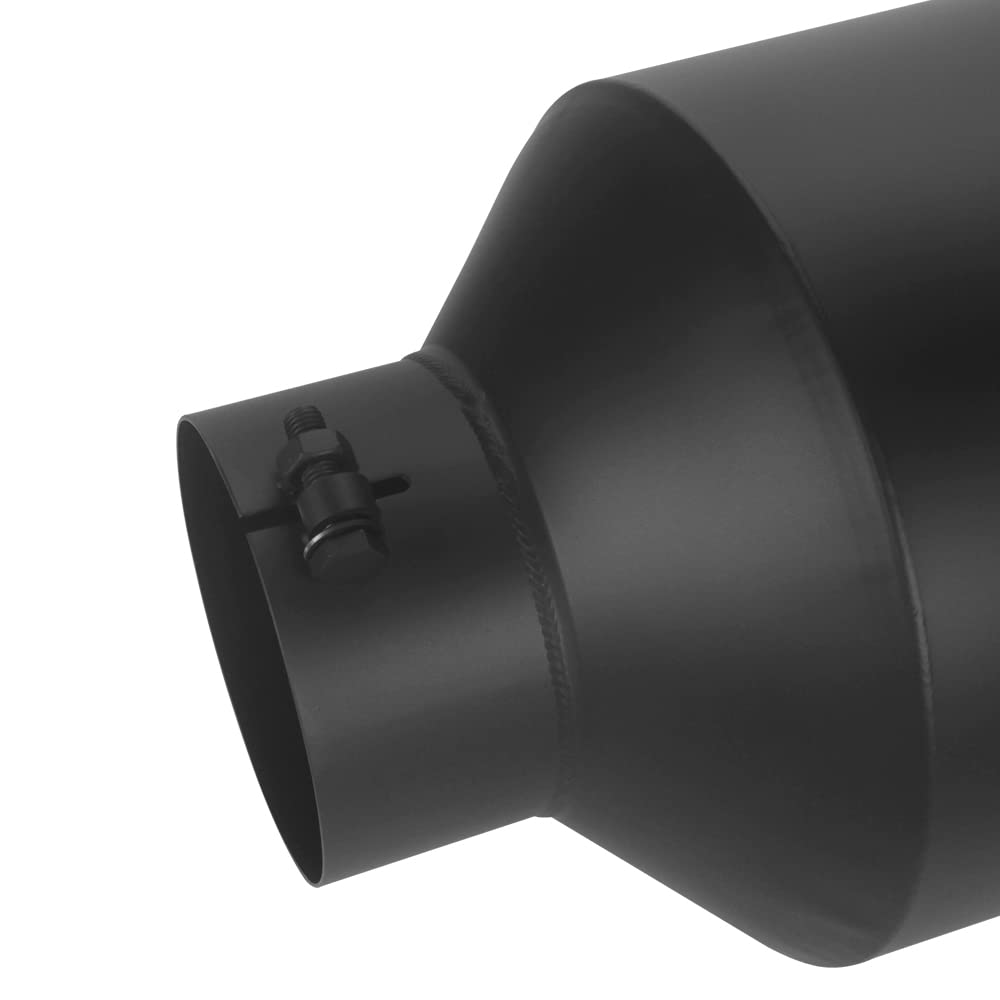 LCGP 5" Inlet Exhaust Tip, 6" Outlet 15" Long Bolt On Stainless Steel Diesel Exhaust Tailpipe Black