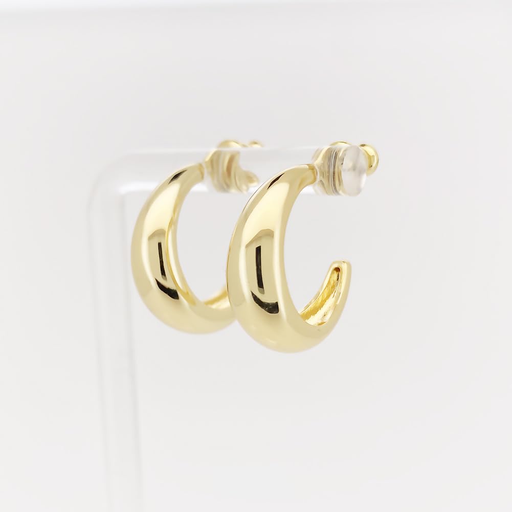 Obidos 14K Gold Plated Illusion Stud Earrings for Women | Triple Huggie Hoop Earrings for One Hole| Trendy Simple Hypoallergenic Fashion Accessories Gold Jewelry Gifts for Womens