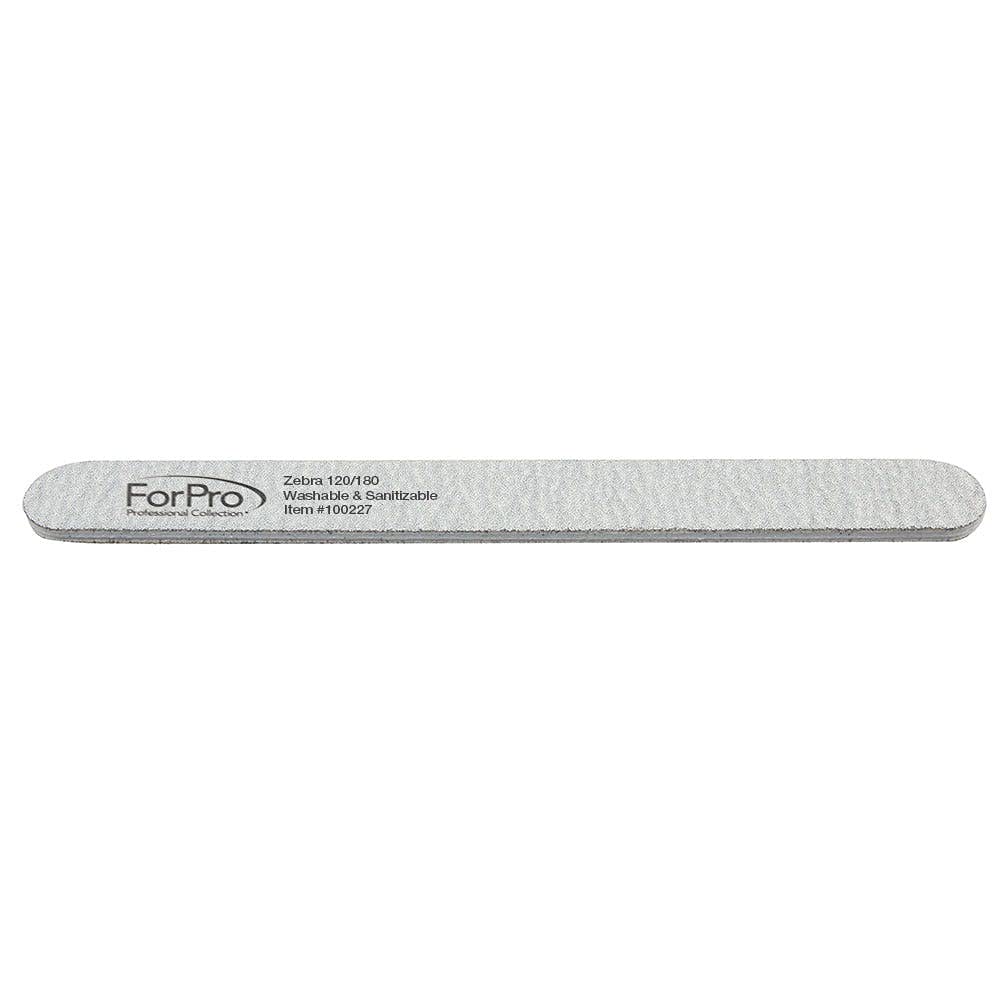 ForPro Professional Collection ForPro Zebra Foam Board, 80/80 Grit, Double-Sided Manicure Nail File, 7 inches L x .75 inches W, Black, 50 Count