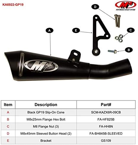 M4 Performance Exhaust GP19 Series Slip-On compatible with 2009-2024 Kawasaki ZX-6R ZX636 KA6922-GP19