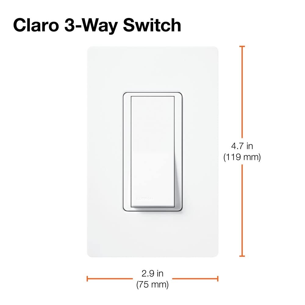 Lutron Claro On/Off Switch, 15-Amp/3-Way, CA-3PS-AL, Almond