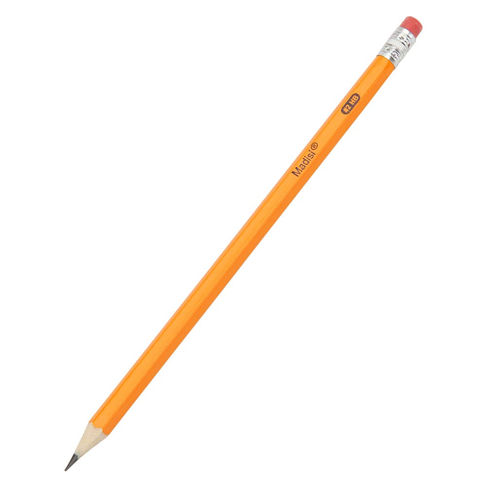 Madisi Wood-Cased #2 HB Pencils, Yellow, Pre-sharpened, 16 Packs of 12-Count, 192 pencils in box