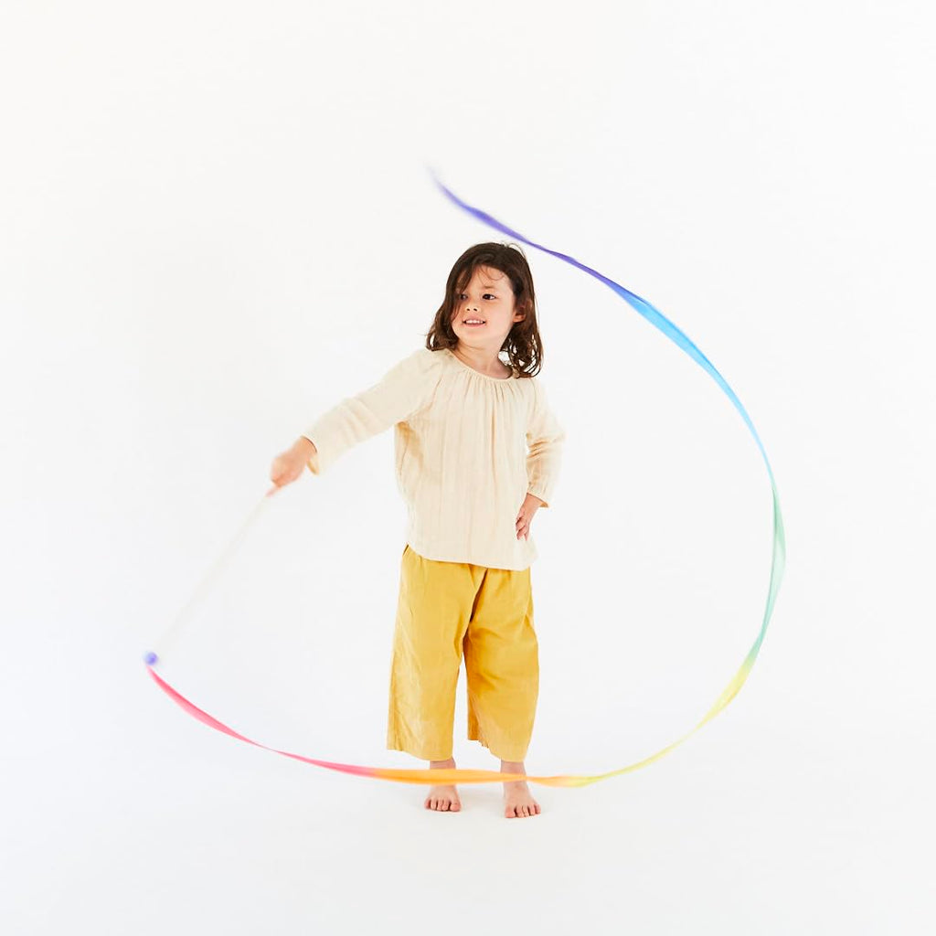 Sarah's Silks Streamer - Ribbon Wand for Kids, Pretend Play, Dance, Baton Stick Twirling, and Gymnastics Party Favors | 100% Silk and Wood Montessori and Waldorf Toys