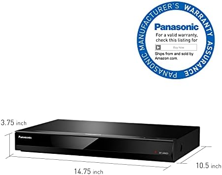 Panasonic UB420 Streaming 4K Blu Ray Player, Ultra HD Premium Video Playback with Hi-Res Audio, Voice Assist - DP-UB420-K Blu Ray DVD Player (Black)
