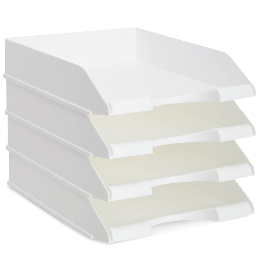 Stockroom Plus Letter Tray - Stackable Desk Organizer Trays - Desktop File Organizer - Mail & Document Storage - Pack of 4, Black, 10 x 13.5 x 2.5 in