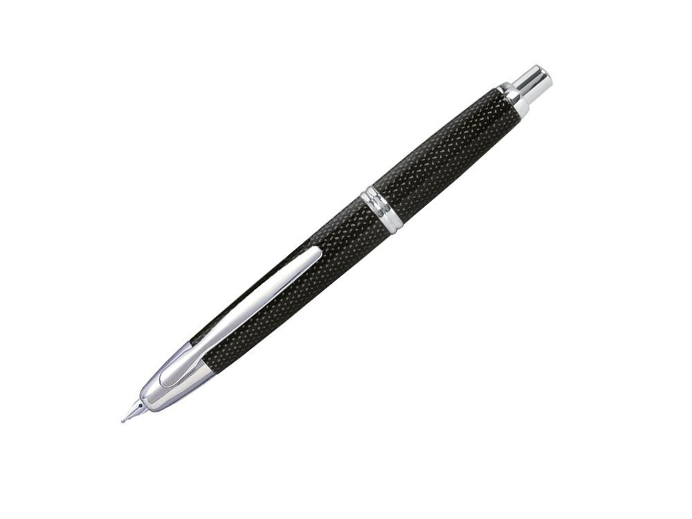 PILOT Vanishing Point Collection Refillable & Retractable Fountain Pen, Black Carbonesque Barrel with Rhodium Accents, Blue Ink, Medium Nib (60246)