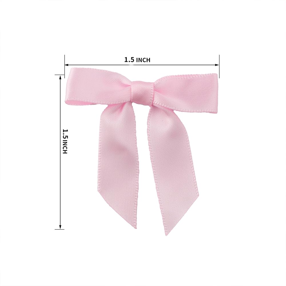 7Rainbows 50pcs Boutique 1.5" Black Satin Ribbon Mini Bows for Craft Sewing Scrapbooking Wedding and Gift Wrapping