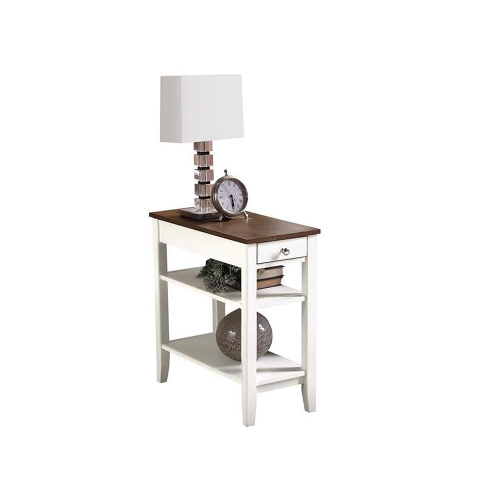 Convenience Concepts American Heritage Chairside End Table with Drawer 23.5" - Classic Living Room Table with Storage Shelf, Bedroom Nightstand, Black