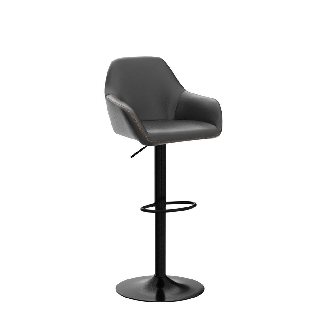 Yaheetech Bar Stools Set of 2, PU Leather Swivel Counter Height Barstools, Adjustable Bar Chairs with Backrest and Footrest, Kitchen Island Stool for Home Kitchen, Black