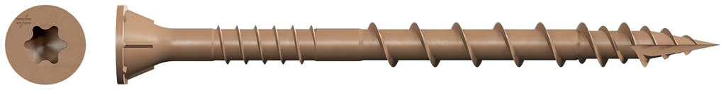 Simpson Strong-Tie DSVT212S Deck-Drive DSV Wood Screw (Collated) - #10 x 2-1/2 in. T-25 6-Lobe, Rimmed Flat Head, Quik Guard Coating, Low-Torque Threads, Tan (1000-Qty)