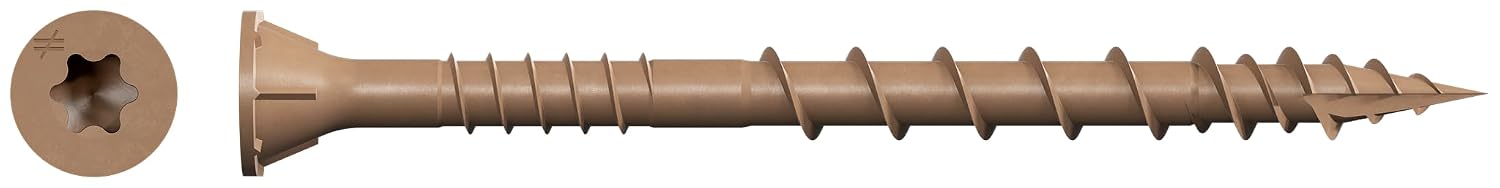 Simpson Strong-Tie DSVT212S Deck-Drive DSV Wood Screw (Collated) - #10 x 2-1/2 in. T-25 6-Lobe, Rimmed Flat Head, Quik Guard Coating, Low-Torque Threads, Tan (1000-Qty)