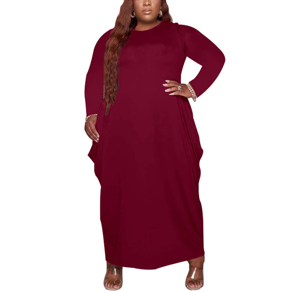 Tycorwd Women's Plus Size Casual Maxi Dresses Short Sleeve Loose Beach Dress Sundress with Pockets
