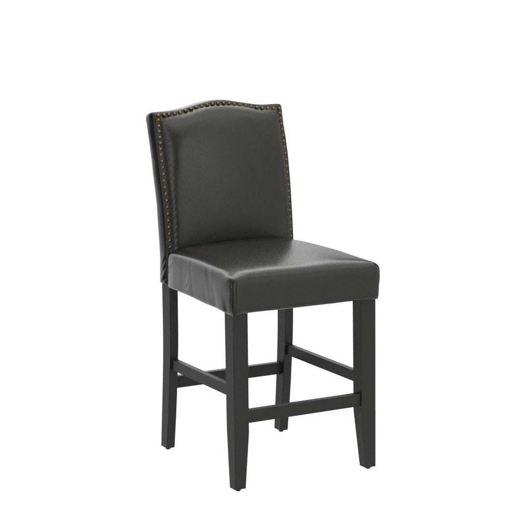 LSSPAID Counter Height Bar Stools Set of 2, 24.8 Inch Modern Upholstered Fabric Barstools, Kitchen Island Chairs with Bronze Nail Backrest and Solid Wood Legs for Kitchen Pub Home Cafe, Beige