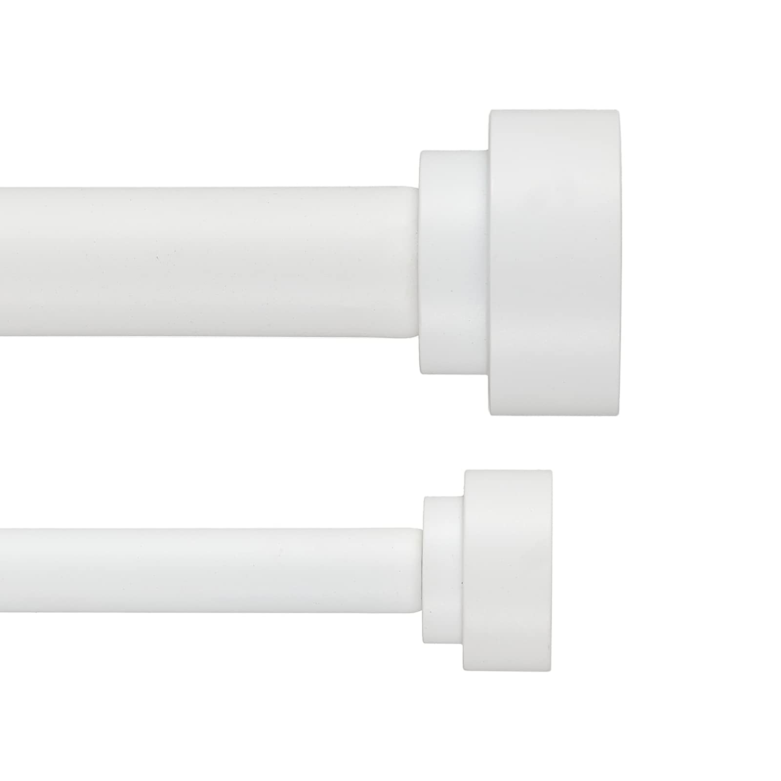 Heavy Duty Double Curtain Rods with Cylindrical Cap Finials - 36 to 72' Telescoping Rods, 1 Inch and 5/8 Inch Diameter, Light Gold
