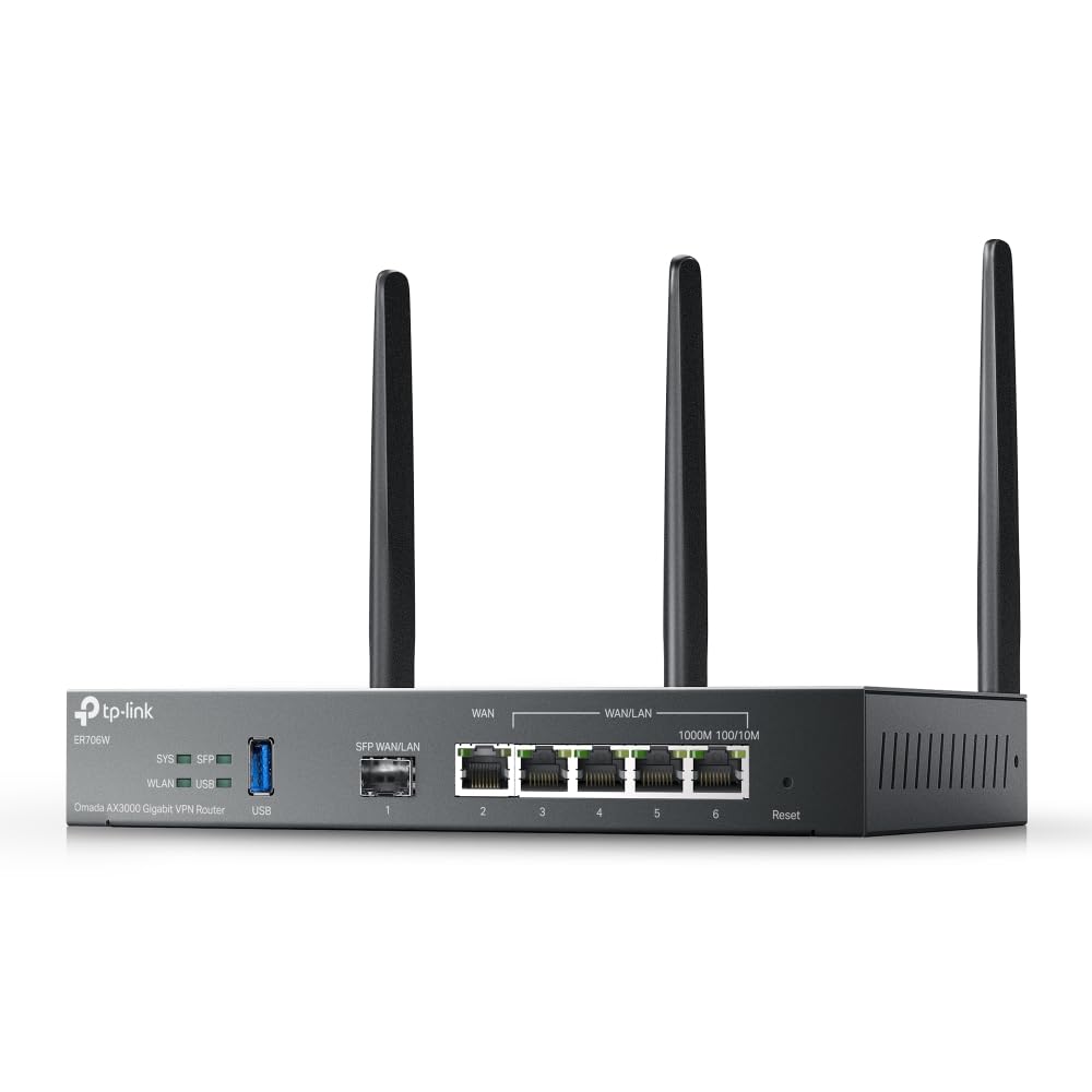 TP-Link ER706W Omada Gigabit AX3000 WiFi 6 VPN Router | 1x USB 3.0 Support USB Storage and LTE Backup with LTE dongle | Supports Omada Mesh | Easy Set-up